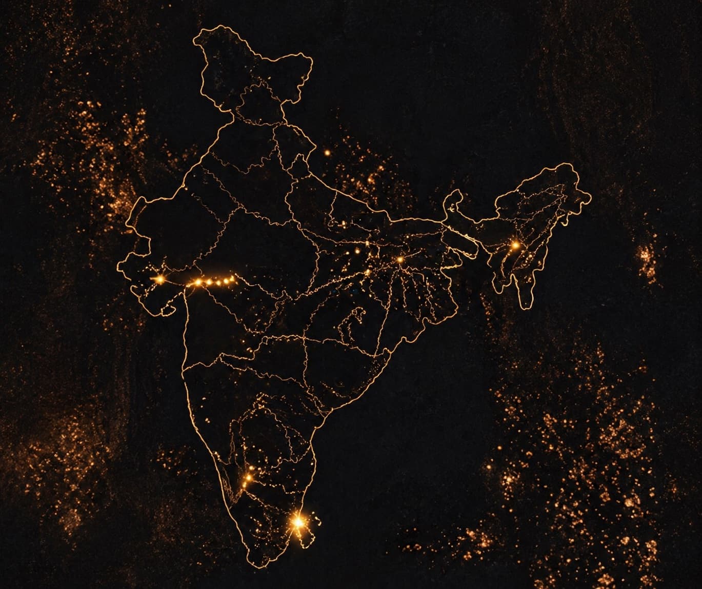 Illuminated map of India